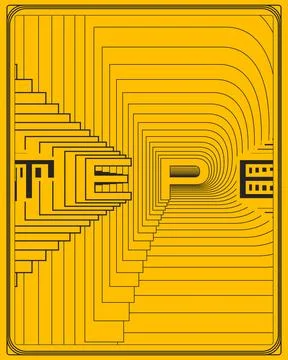 Dynamic Modern Retro Text Poster Yellow Background Lightning Bolt Graphic Art Stock Illustration