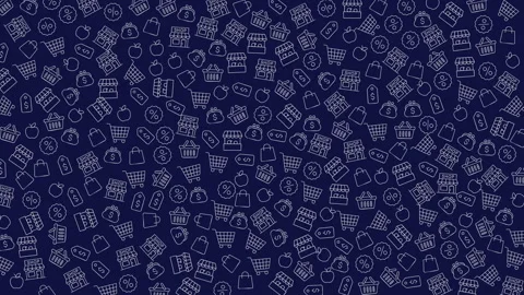 Dynamic mosaic of small geometric shapes in dark night blue background Stock Footage 320817474