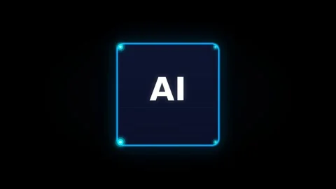 Dynamic motion of AI technology concept with glowing neon square frame and .. Stockbeeldmateriaal 342662699