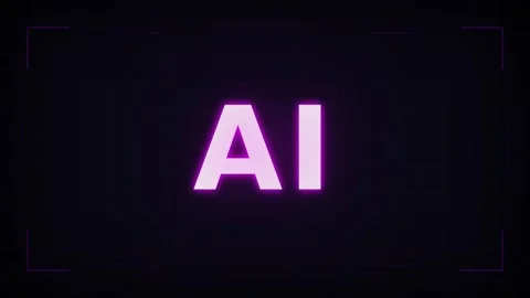 Dynamic motion of AI text glowing in dark background for futuristic technol.. 库存影片 342764267