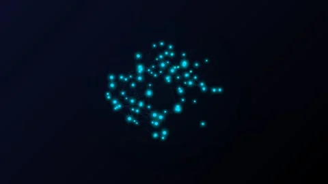 Dynamic Motion Animation of Glowing Blue Particles in Space. Stock-Footage 336610588