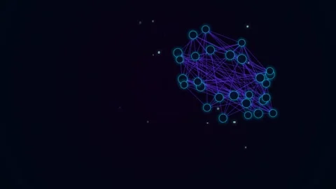 Dynamic Motion Animation of Glowing Blue Circles in Digital Space. Видео 336611019