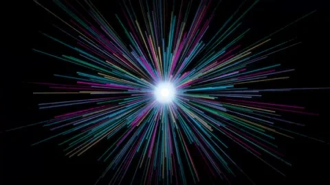 Dynamic Motion of Bright Light Burst with Colorful Rays in Space for Visual.. 库存影片 342554626