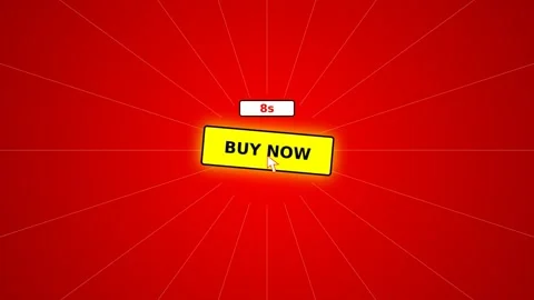 Dynamic motion of a bright yellow buy now button on red background for adve.. 库存影片 342747024