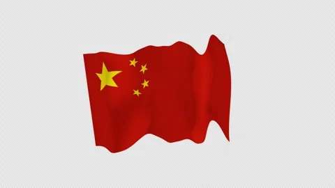 Dynamic Motion China National Flag Loop Alpha Channel Video stock 342624172