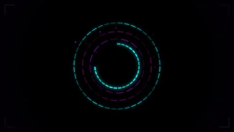 Dynamic Motion of Circular Light Patterns in Video, Abstract Digital Art. Stock Footage 342516045