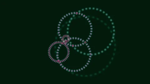 Dynamic motion of circular patterns on dark background Stock Footage 338226346