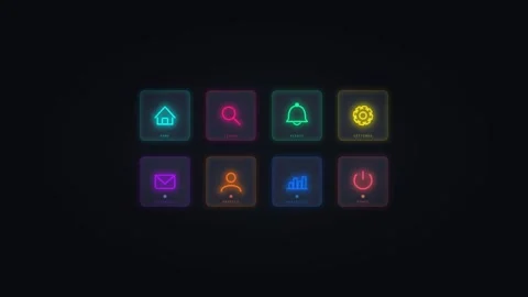 Dynamic motion of colorful digital icons in a grid pattern showcasing techn.. 库存影片 342751045