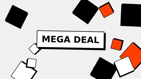 Dynamic motion of colorful geometric shapes with mega deal text in animated.. 库存影片 342569972