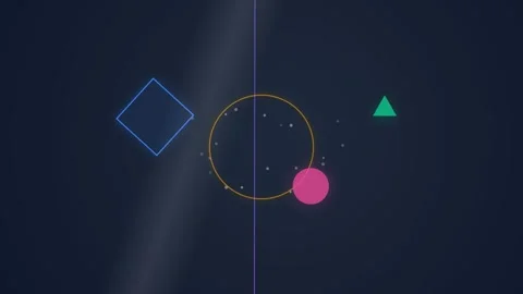 Dynamic motion of colorful geometric shapes in digital animation sequence. 库存影片 342570776