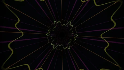 Dynamic motion of colorful lines forming shapes on black Stock Footage 340276782