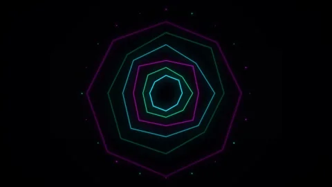 Dynamic motion of colorful neon geometric shapes in a digital art motion vide 库存影片 342548178