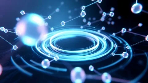 Dynamic Motion of Connected Spheres and Rings Technology, Futuristic Visual.. Stock-Footage 321948484