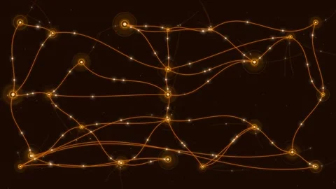 Dynamic Motion of Digital Network Connections in Motion with Blue, Gold, an.. 库存影片 342624772