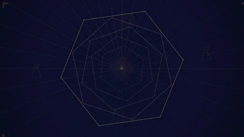 Dynamic motion of geometric hexagon shapes in animated digital art display. 库存影片 342769939