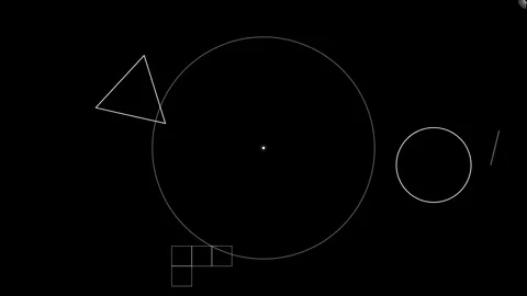 Dynamic motion of geometric shapes in a black background animation for digi.. Stockbeeldmateriaal 342653333