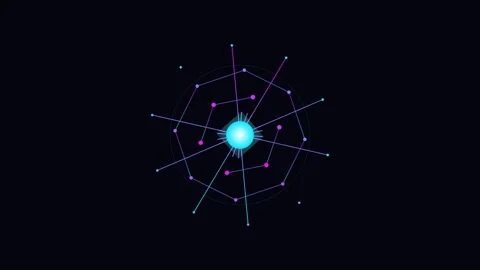 Dynamic Motion of Glowing Atomic Particles in Space with Light Trails for S.. Видео 342559536