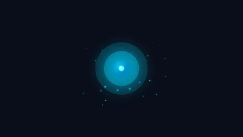 Dynamic motion of glowing blue sphere with orbiting particles in space scen.. Stock-Footage 342528492