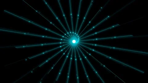 Dynamic motion of glowing blue starburst in space with radiating lines and .. Видео 342538587