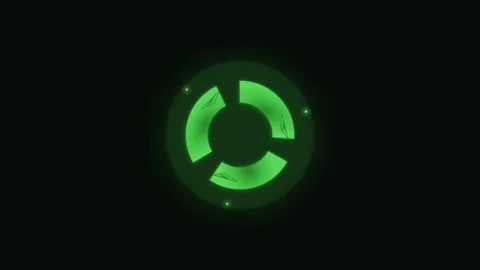Dynamic Motion of Glowing Green Circular Symbol in Futuristic Technology Vide Stockbeeldmateriaal 342663331
