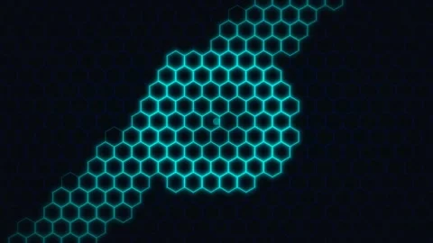 Dynamic Motion of Glowing Hexagonal Patterns in Futuristic Digital Environmen 库存影片 342569791