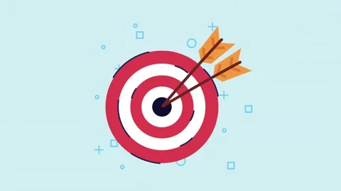 Dynamic motion graphic of business target with two arrows hitting bullseye,.. Stock-Footage 334090762