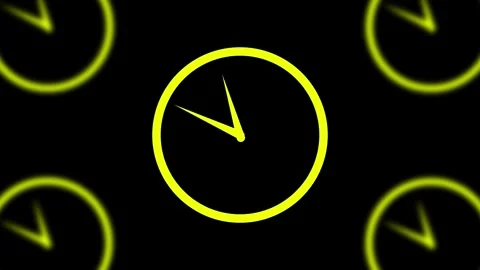 Dynamic motion graphic clock faces ticking at different speeds on black bac.. Stock Footage 336476081