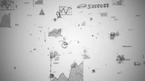 Dynamic motion graphics of hand drawn business charts and graphs. Stock Footage 340621848