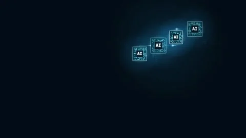Dynamic motion graphics showcasing interconnected AI nodes with glowing links an Stock Footage 340439722