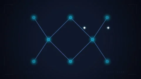 Dynamic motion of interconnected glowing nodes in a digital network visuali.. Stock Footage 342650055