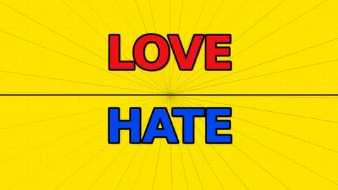 Dynamic motion of love and hate words in vibrant yellow background for expr.. Stock Footage 342743146