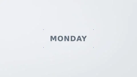 Dynamic motion of Monday text animation in minimalistic white background fo.. Stock Footage 342623776