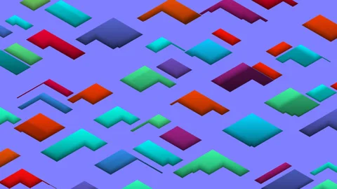 Dynamic Motion of Multi-Colored Geometric Shapes in Fluid Motion Stock Footage 291071822