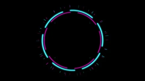 Dynamic motion of neon glowing circular ring in futuristic digital animation. Stockbeeldmateriaal 342665280