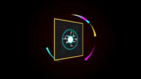 Dynamic Motion of Neon Light Frame with Colorful Digital Effects for Creati.. Stock Footage 342640914