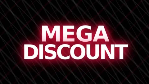 Dynamic motion of neon mega discount sign with flashing lights for advertisin Vídeo Stock 338313611