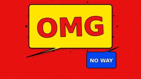 Dynamic motion of OMG sign with no way speech bubble in vibrant red yellow .. Stock-Footage 342558372