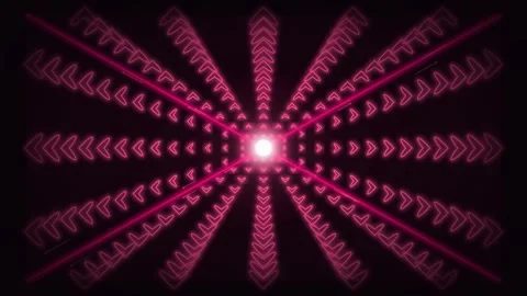 Dynamic Motion of Pink Light Rays in a Digital Tunnel for Visual Effects. Stock Footage 342760267