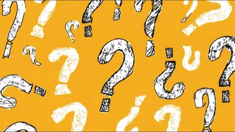 Dynamic motion of question marks on vibrant yellow background Stock Footage 314666482