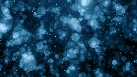 Dynamic motion of shimmering blue lights floating on deep dark background Stock Footage 327596646