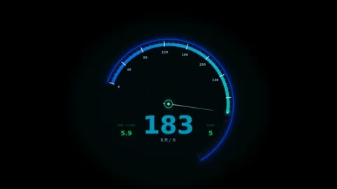 Dynamic motion speedometer video showcasing high velocity readings in a sle.. Stock Footage 342625436