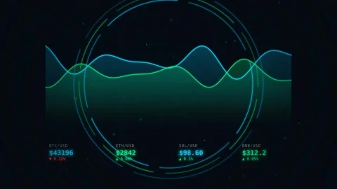 Dynamic motion visualization of colorful waveforms and data streams for dig.. Stock Footage 342626330