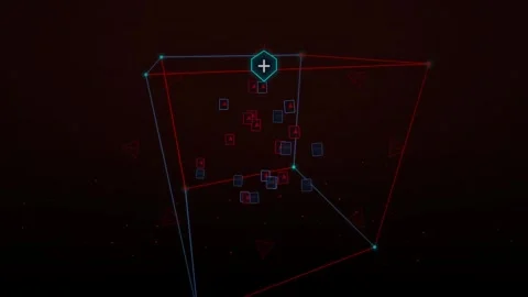 Dynamic Motion Visuals of Geometric Shapes and Light Trails in 3D Space for.. Stock Footage 342568482