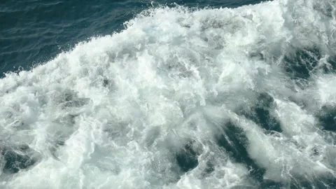 Dynamic movement of ocean waves background. Deep blue sea with white foam Stock Footage 306305967