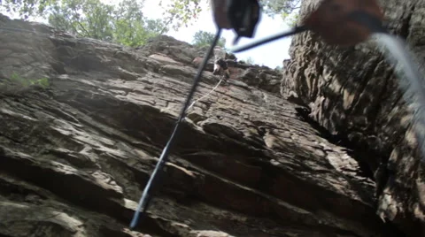 Dynamic Moving Shot Of Rock Climbing Partners Stock Footage 54559800