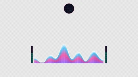 Dynamic Multi Band Audio Mastering Spectrum HUD with 64 band equalizer and stere Stock Footage 346019340