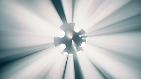 Dynamic multi-colored light rays coming from a rotating black sphere Stock-Footage 122323578