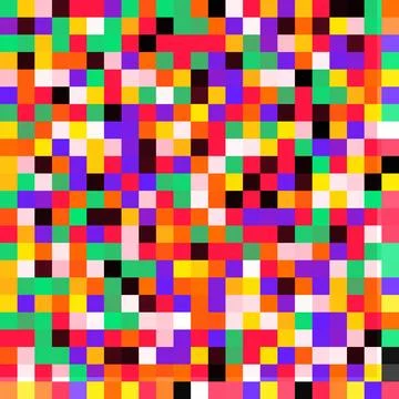 Dynamic Multi-Colored Pixel Art Seamless Pattern with High-Contrast Accents 스톡 일러스트