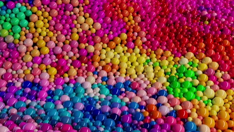 Dynamic multicolored background. Abstract 3D animation consisting of spheres  Stock Footage 224670612