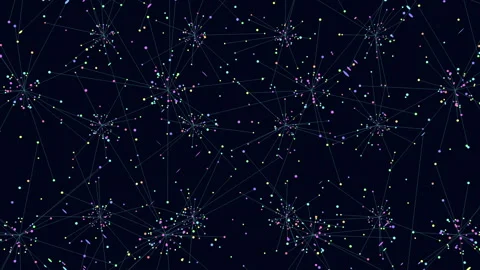 Dynamic multicolored dot pattern on black background Stock Footage 278066068